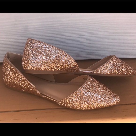 Rose Gold Glitter Casual D’ Orsay Flat Shoes - Picture 4 of 5